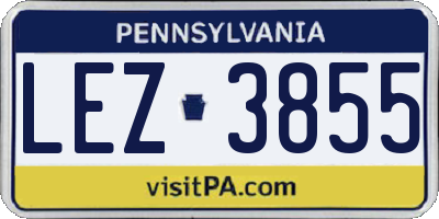 PA license plate LEZ3855