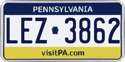 PA license plate LEZ3862