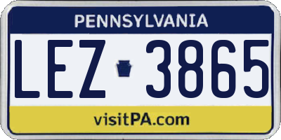 PA license plate LEZ3865