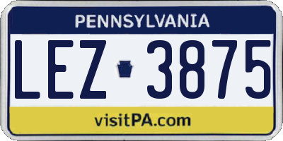 PA license plate LEZ3875