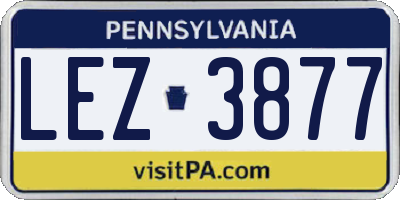 PA license plate LEZ3877