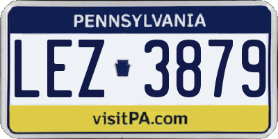 PA license plate LEZ3879