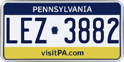 PA license plate LEZ3882