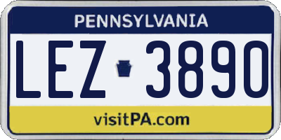 PA license plate LEZ3890