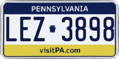 PA license plate LEZ3898