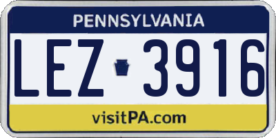 PA license plate LEZ3916