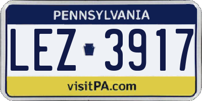 PA license plate LEZ3917