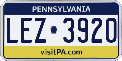PA license plate LEZ3920