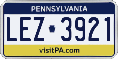 PA license plate LEZ3921