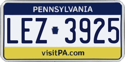 PA license plate LEZ3925