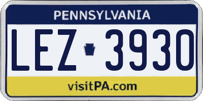 PA license plate LEZ3930