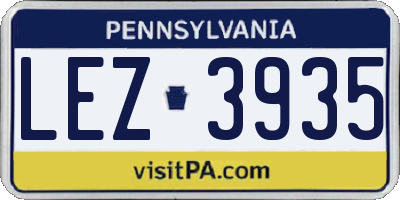 PA license plate LEZ3935