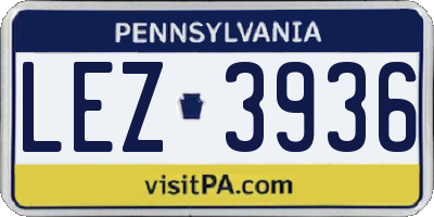 PA license plate LEZ3936
