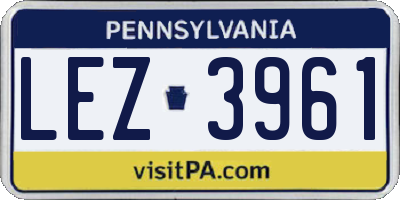 PA license plate LEZ3961