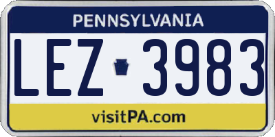 PA license plate LEZ3983