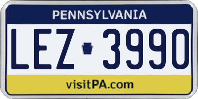 PA license plate LEZ3990