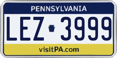 PA license plate LEZ3999