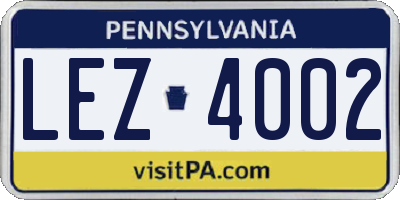 PA license plate LEZ4002