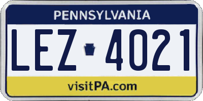 PA license plate LEZ4021