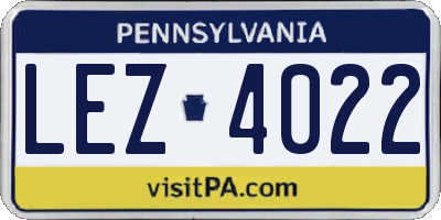 PA license plate LEZ4022