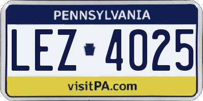 PA license plate LEZ4025