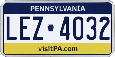 PA license plate LEZ4032