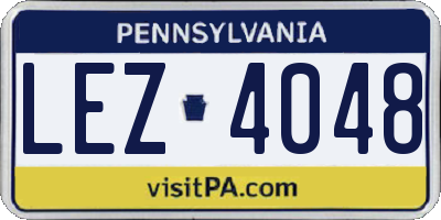 PA license plate LEZ4048