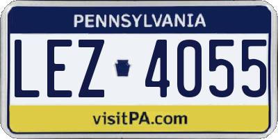 PA license plate LEZ4055