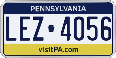 PA license plate LEZ4056