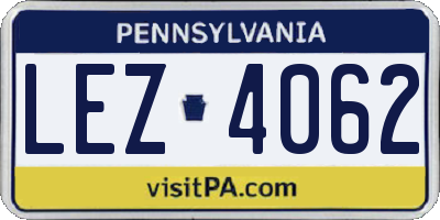 PA license plate LEZ4062