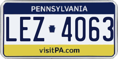 PA license plate LEZ4063