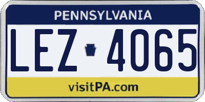 PA license plate LEZ4065