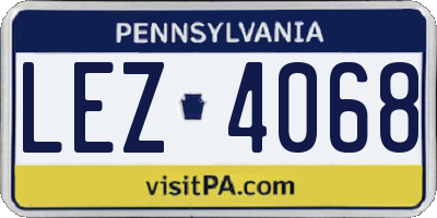 PA license plate LEZ4068