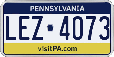 PA license plate LEZ4073