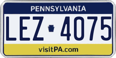 PA license plate LEZ4075