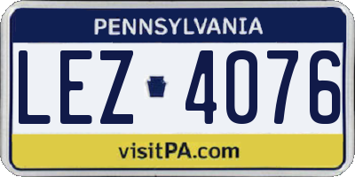 PA license plate LEZ4076