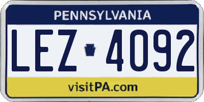 PA license plate LEZ4092