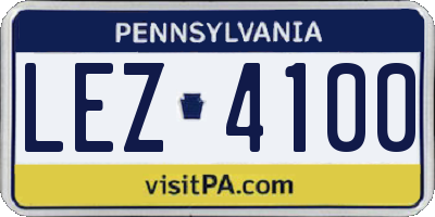 PA license plate LEZ4100