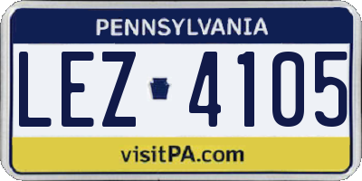 PA license plate LEZ4105