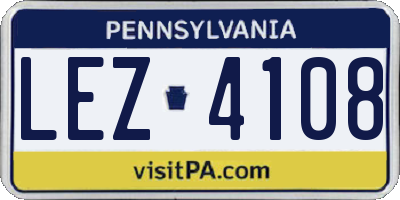 PA license plate LEZ4108