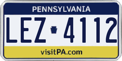 PA license plate LEZ4112