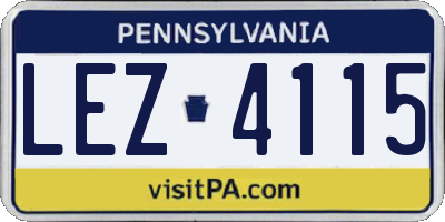 PA license plate LEZ4115