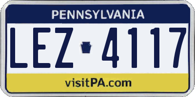 PA license plate LEZ4117