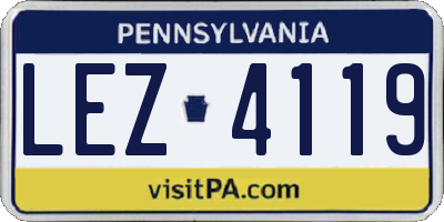 PA license plate LEZ4119
