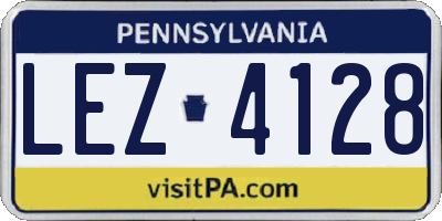 PA license plate LEZ4128