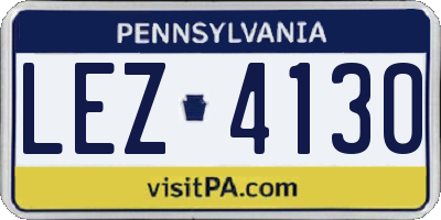 PA license plate LEZ4130