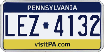 PA license plate LEZ4132
