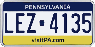 PA license plate LEZ4135
