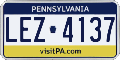 PA license plate LEZ4137