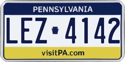 PA license plate LEZ4142